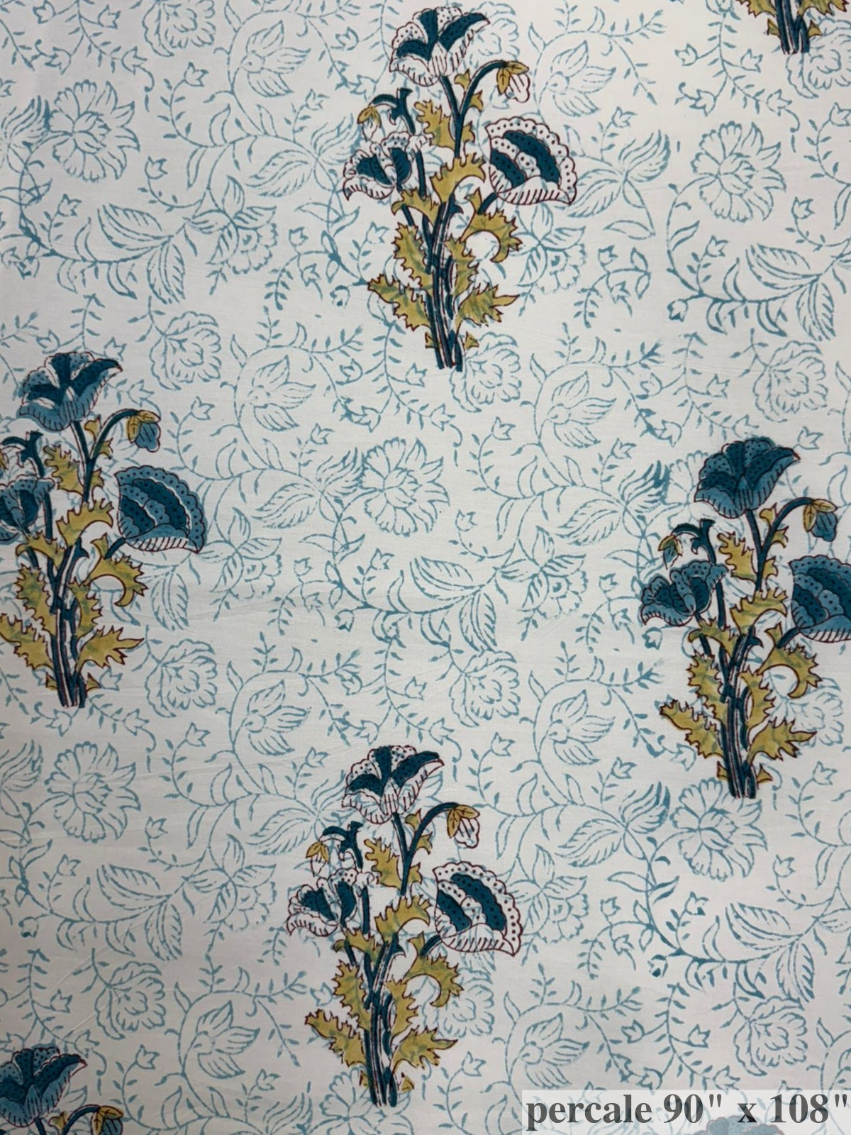 Blue Blooms Percale Double Bedsheet