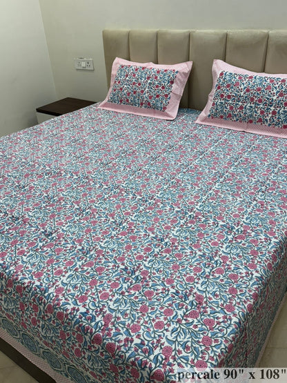 Blush Petals Percale Double Bedsheet