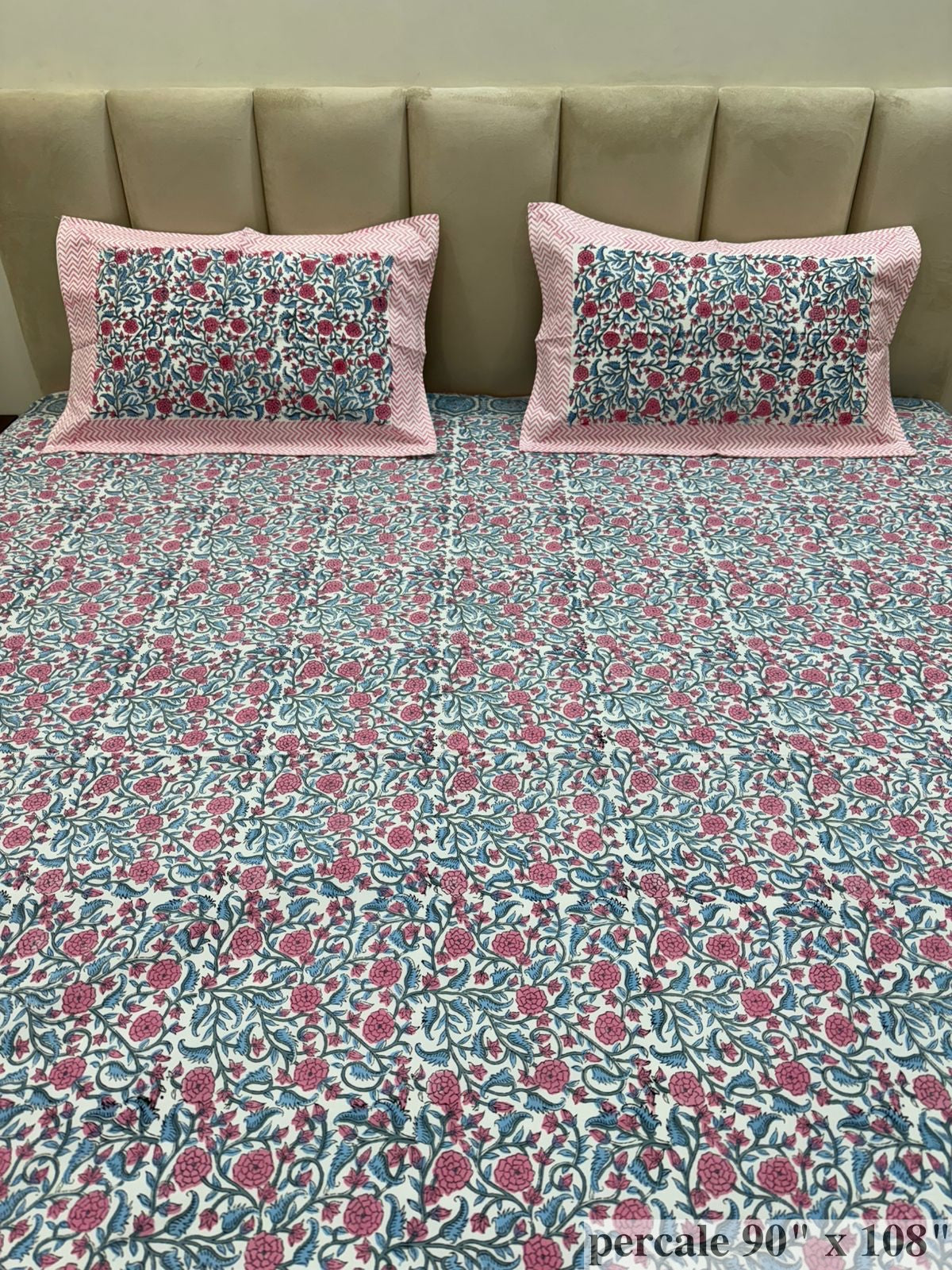 Blush Petals Percale Double Bedsheet