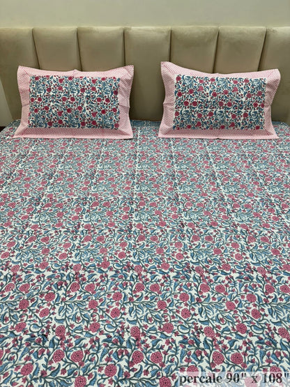 Blush Petals Percale Double Bedsheet