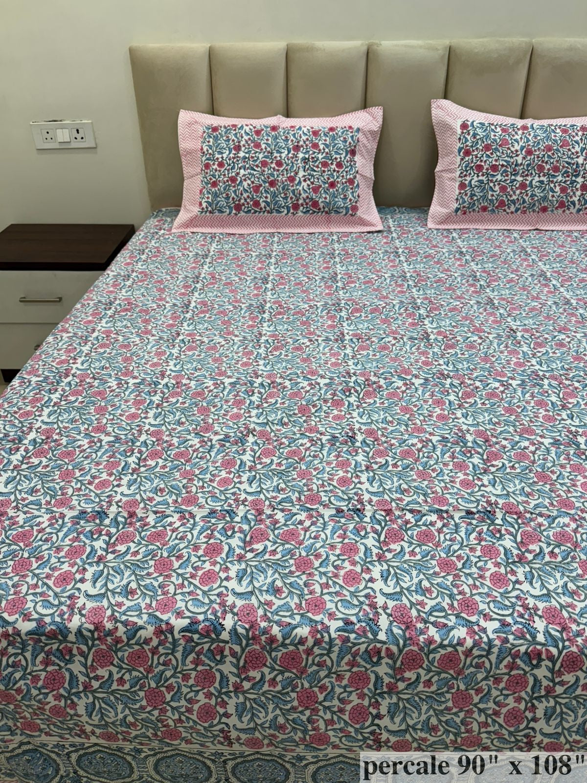 Blush Petals Percale Double Bedsheet