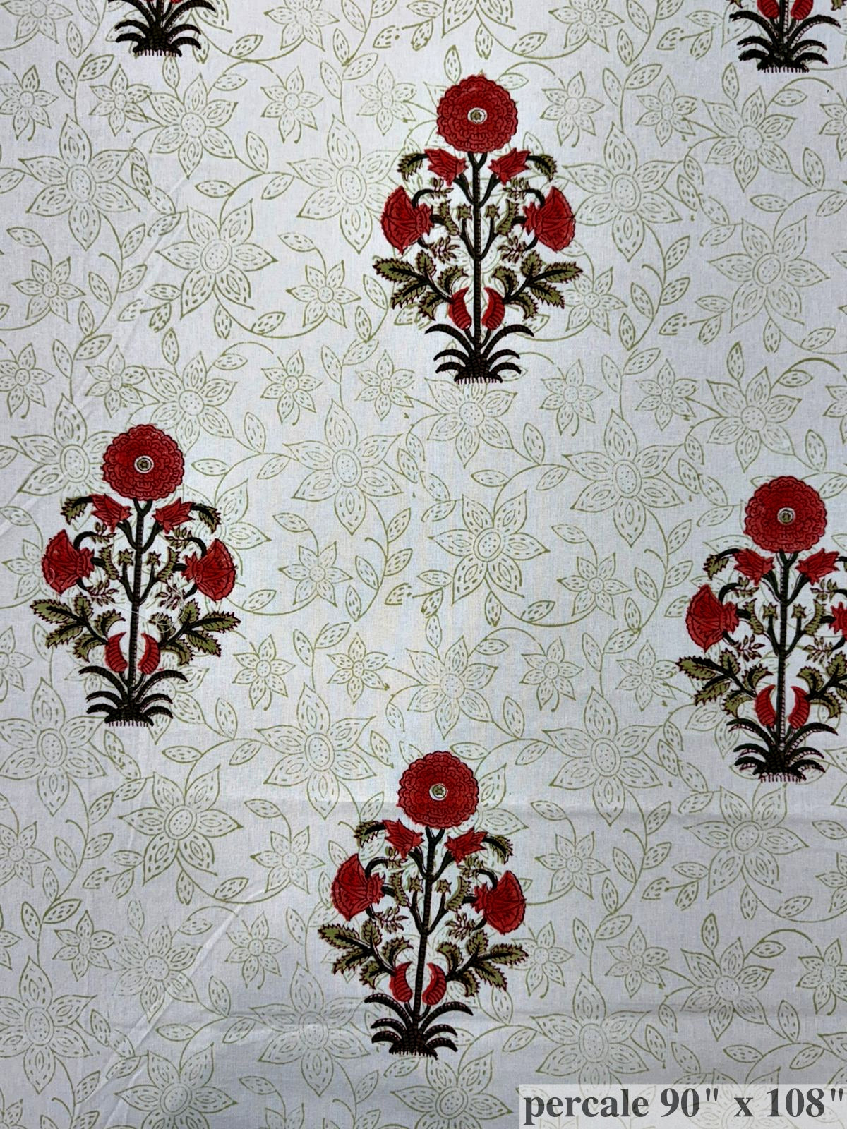 Orange Pushp Boota Percale Double Bedsheet