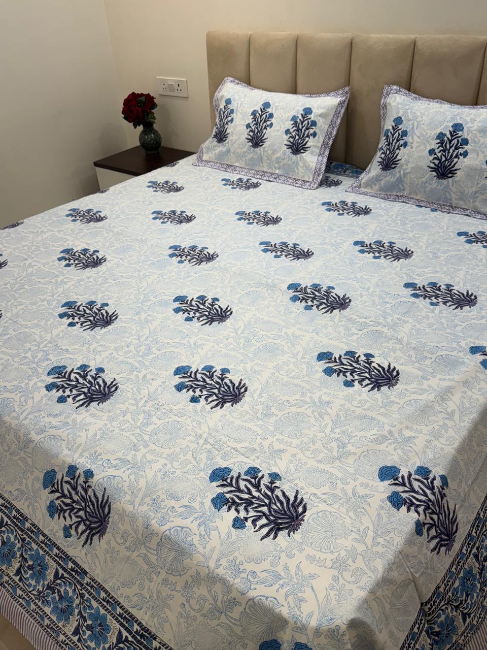 Percale Cotton Neel Boota Double Bedsheet