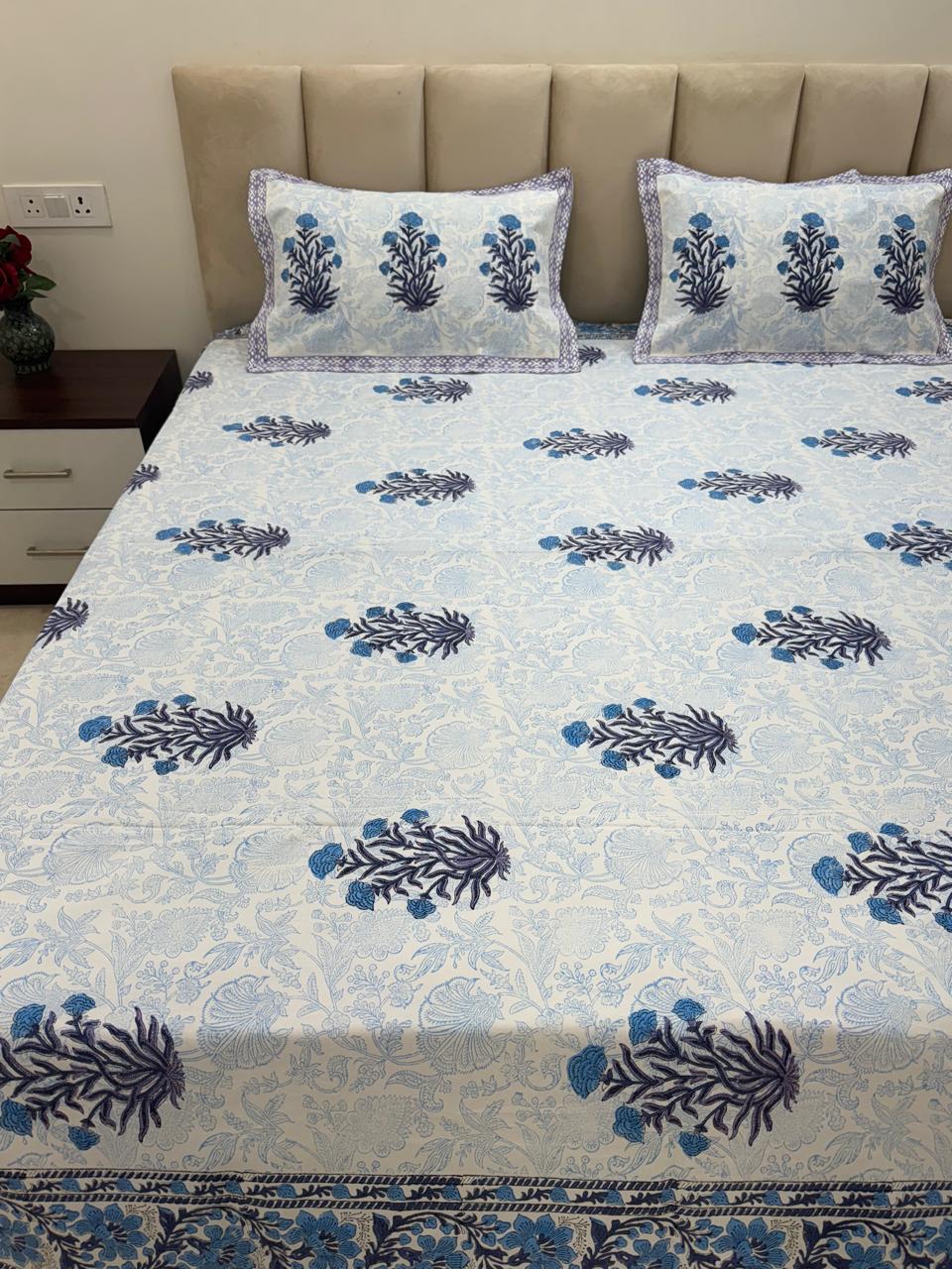 Percale Cotton Neel Boota Double Bedsheet