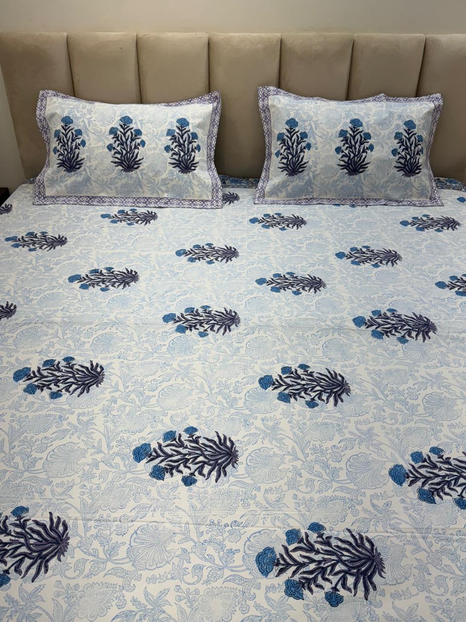 Percale Cotton Neel Boota Double Bedsheet