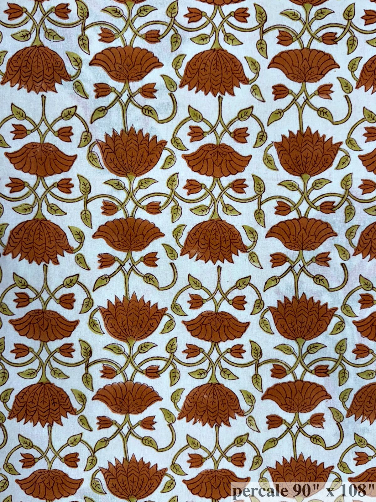 Rust Tulips Percale Double Bedsheet