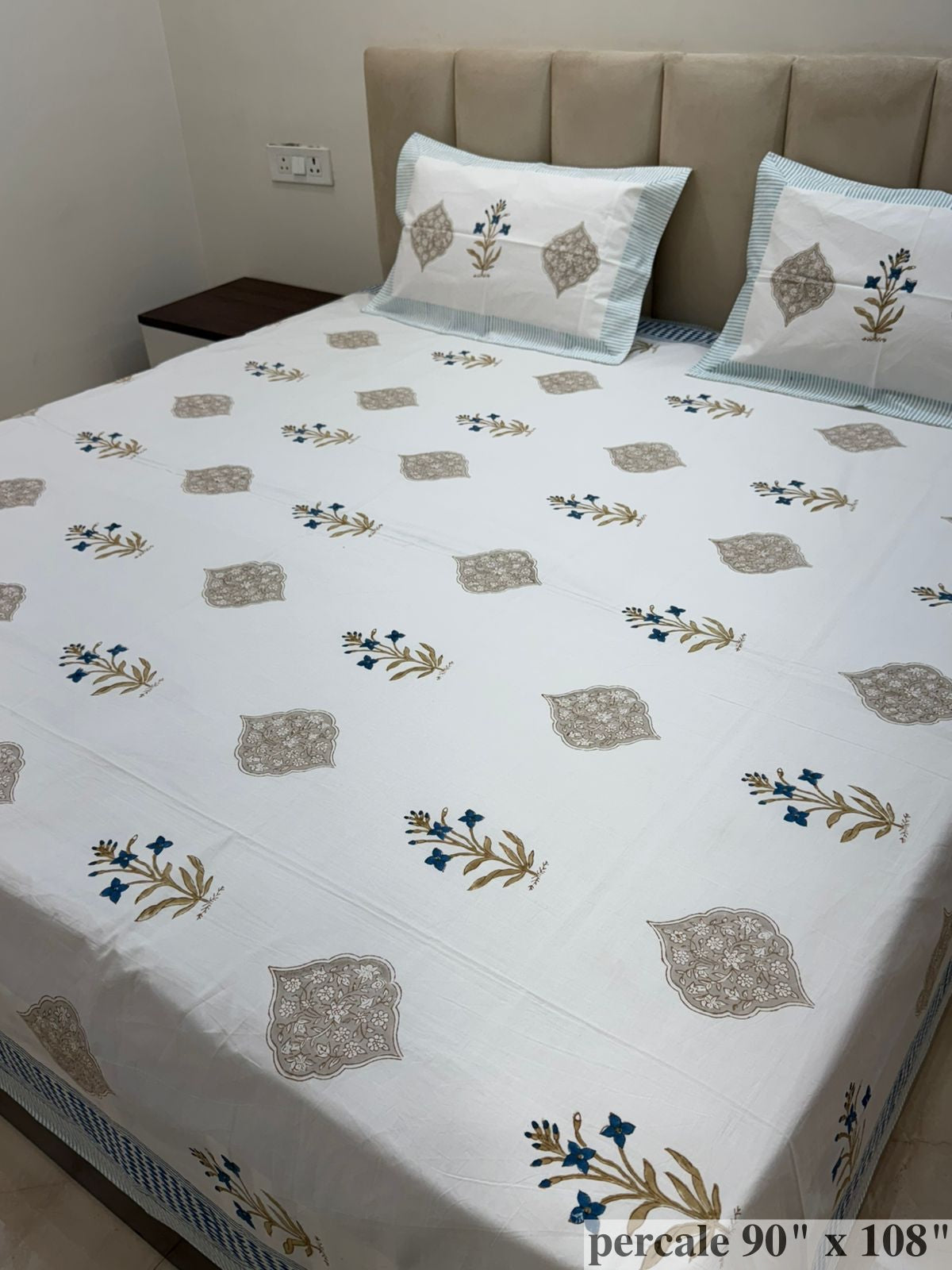 Harvest Mughal Boota Percale Double Bedsheet