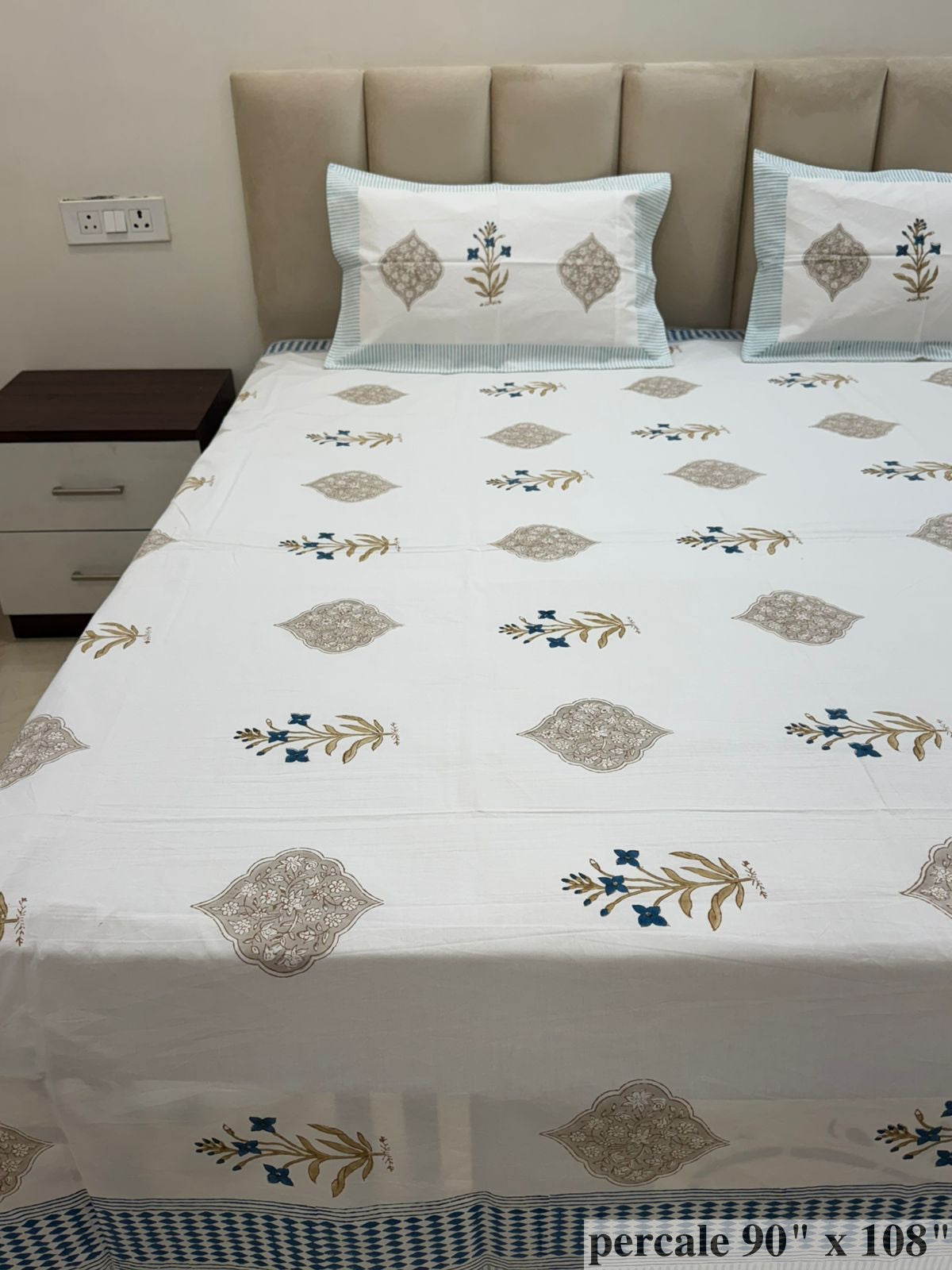 Harvest Mughal Boota Percale Double Bedsheet