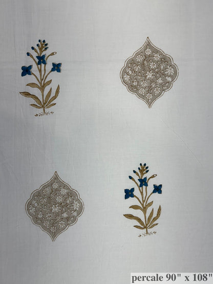 Harvest Mughal Boota Percale Double Bedsheet