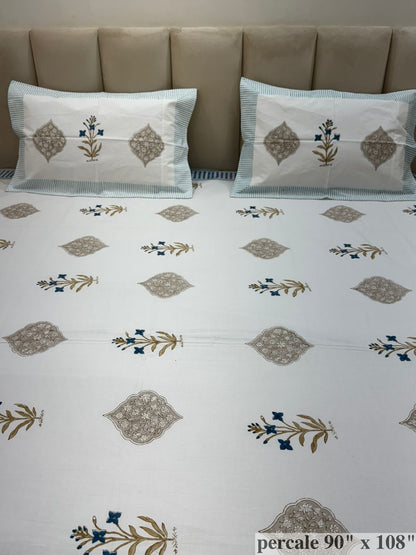 Harvest Mughal Boota Percale Double Bedsheet