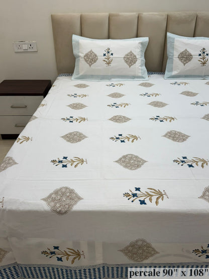 Harvest Mughal Boota Percale Double Bedsheet