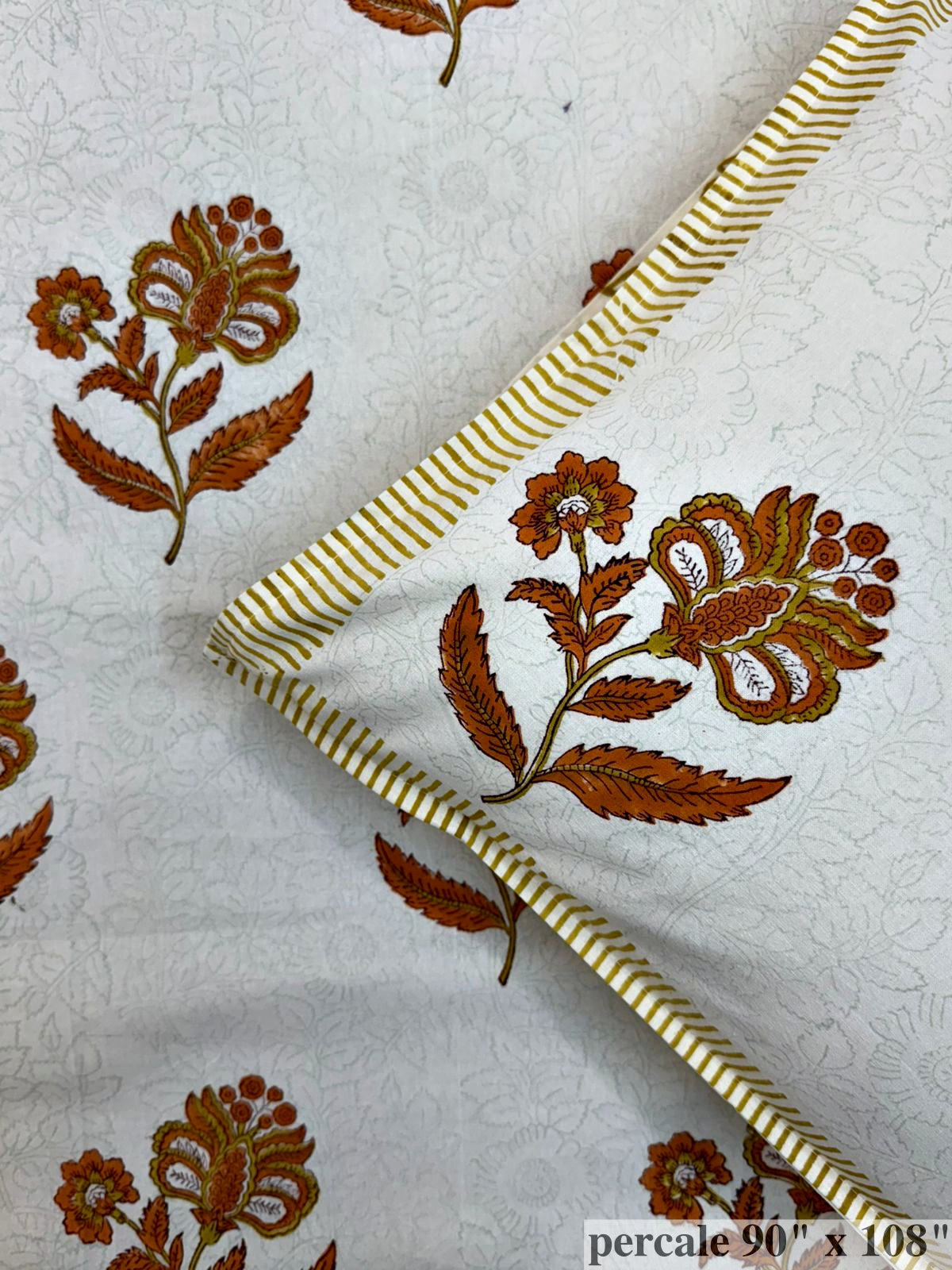 Rust Boota Percale Double Bedsheet