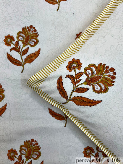 Rust Boota Percale Double Bedsheet