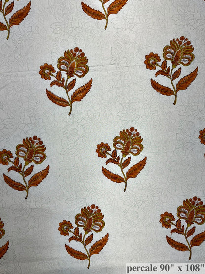 Rust Boota Percale Double Bedsheet