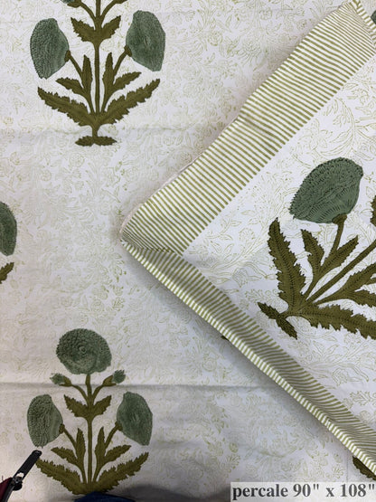 Emerald Green Boota Percale Double Bedsheet