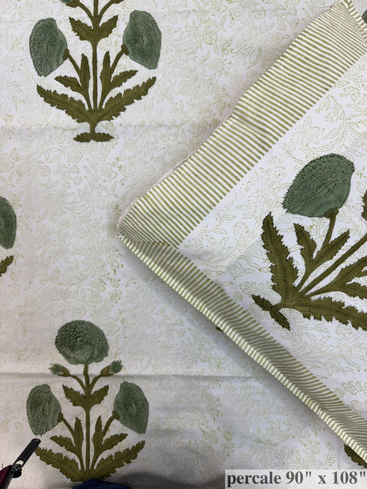 Emerald Green Boota Percale Double Bedsheet