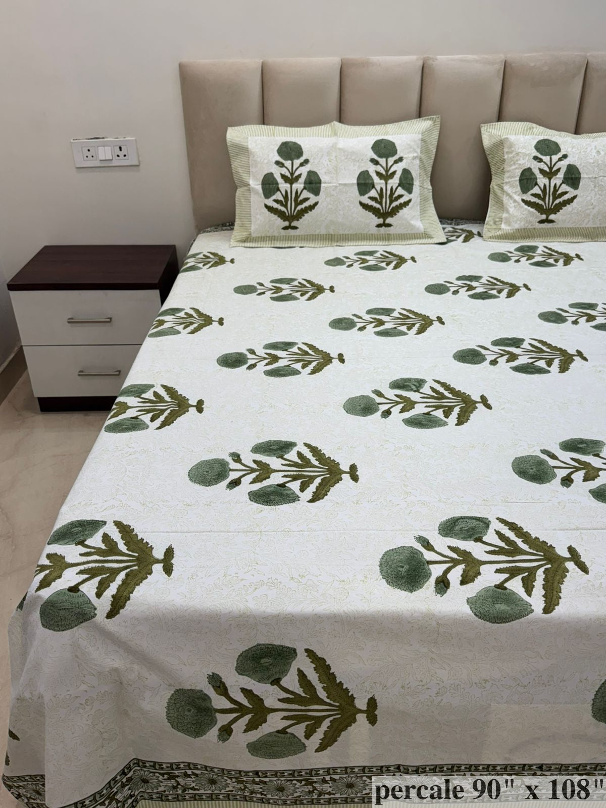 Emerald Green Boota Percale Double Bedsheet