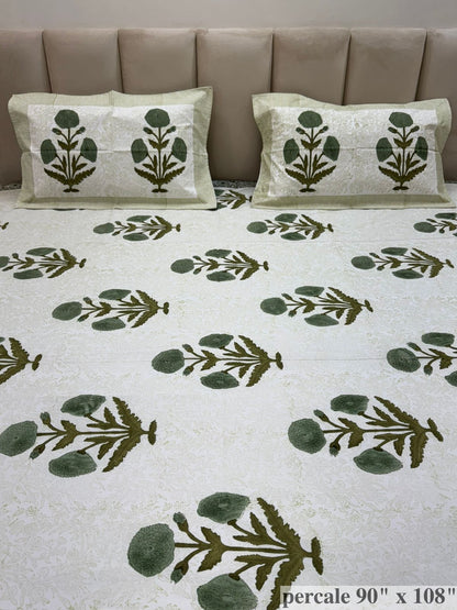 Emerald Green Boota Percale Double Bedsheet