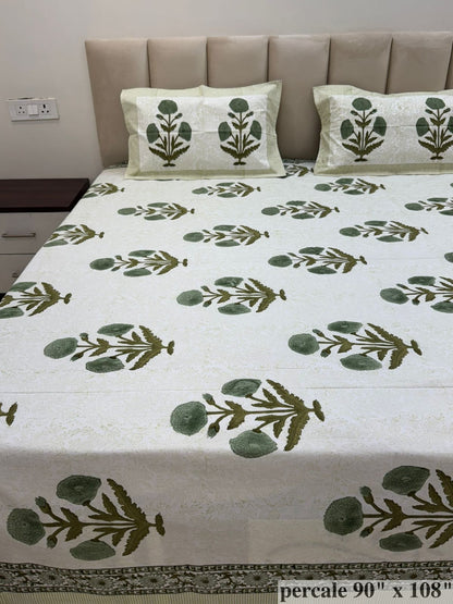 Emerald Green Boota Percale Double Bedsheet
