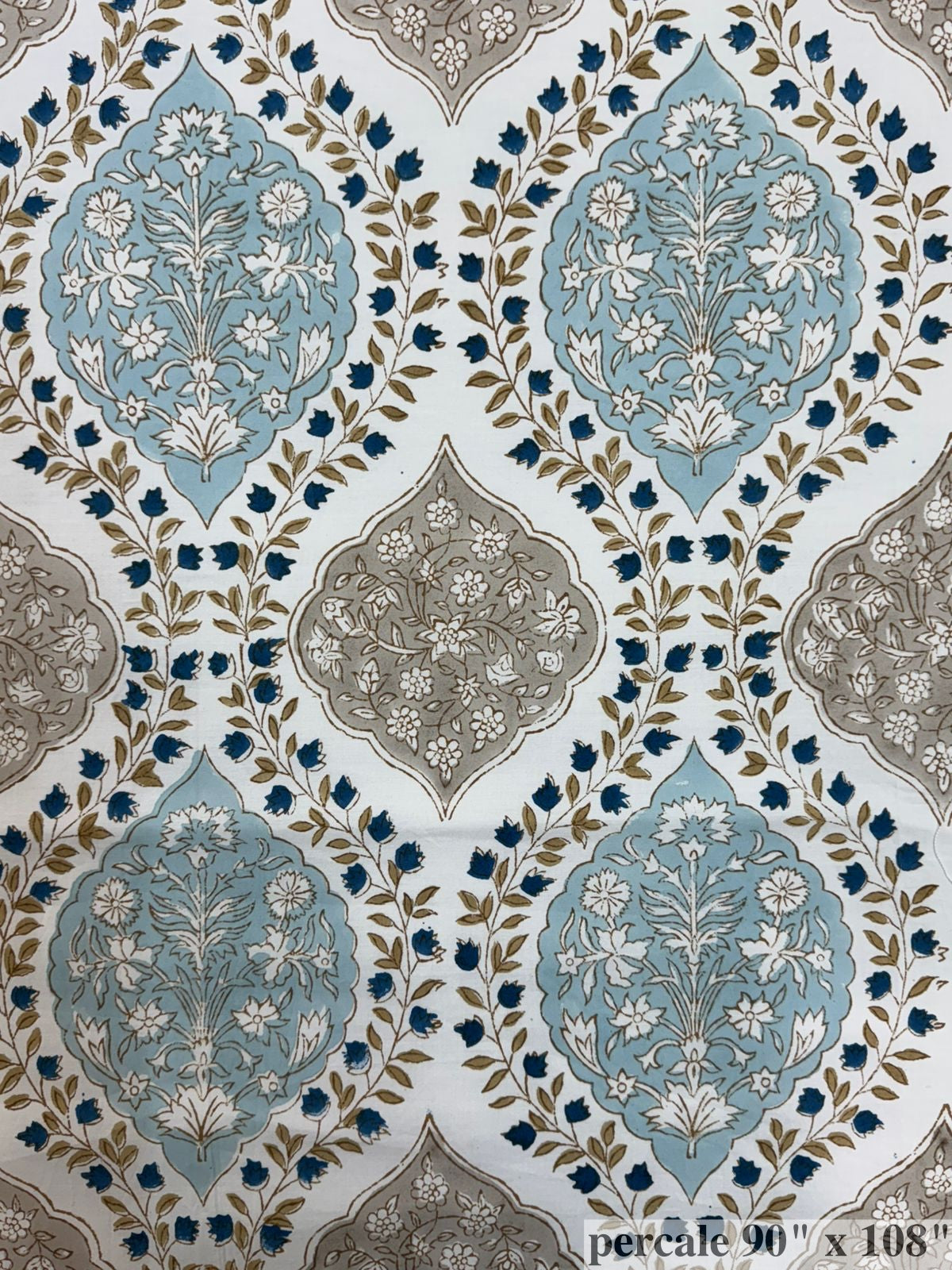 Azure Leaf Cascade Percale Double Bedsheet