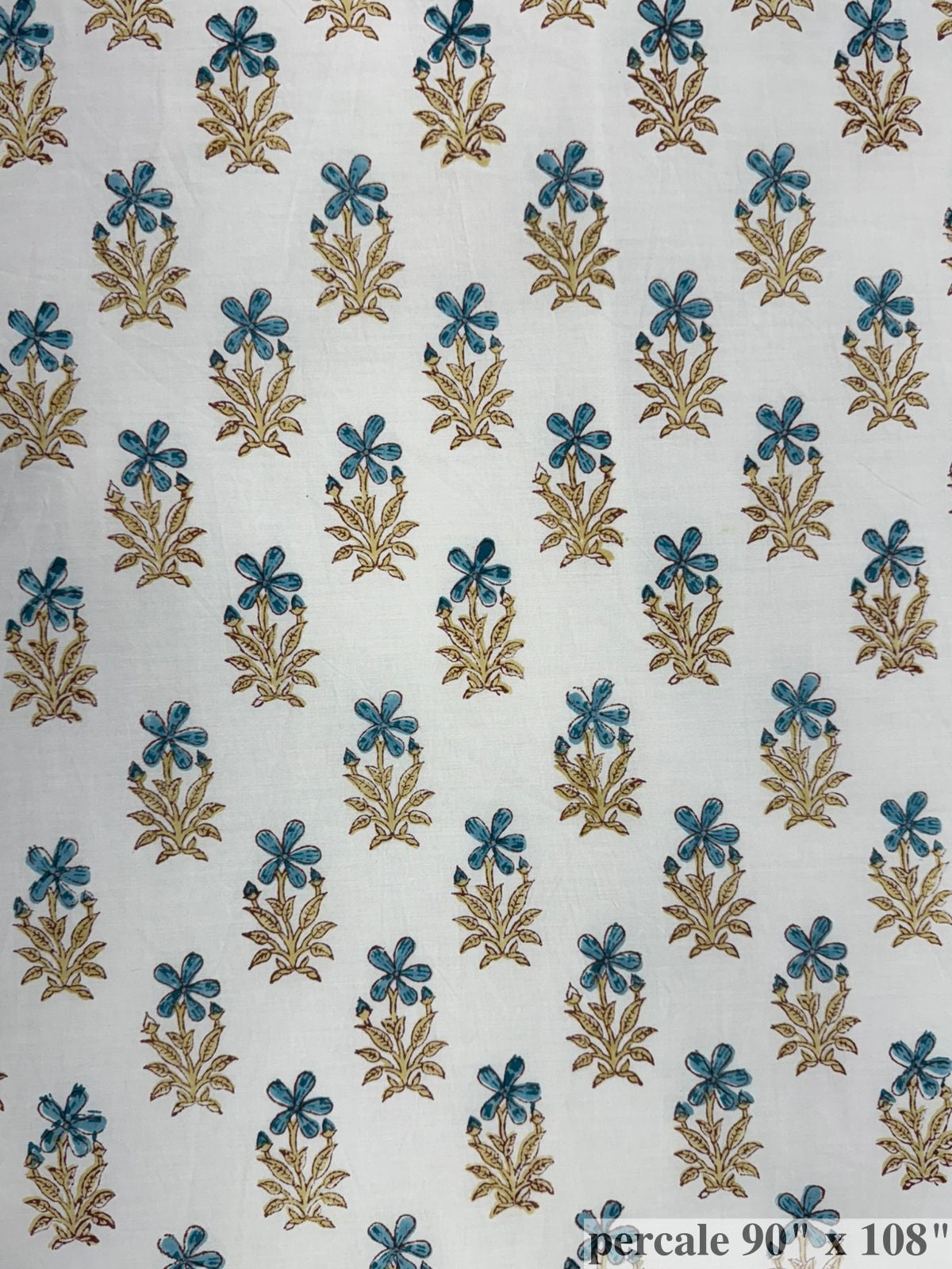 Blue Botanical Buds Percale Double Bedsheet