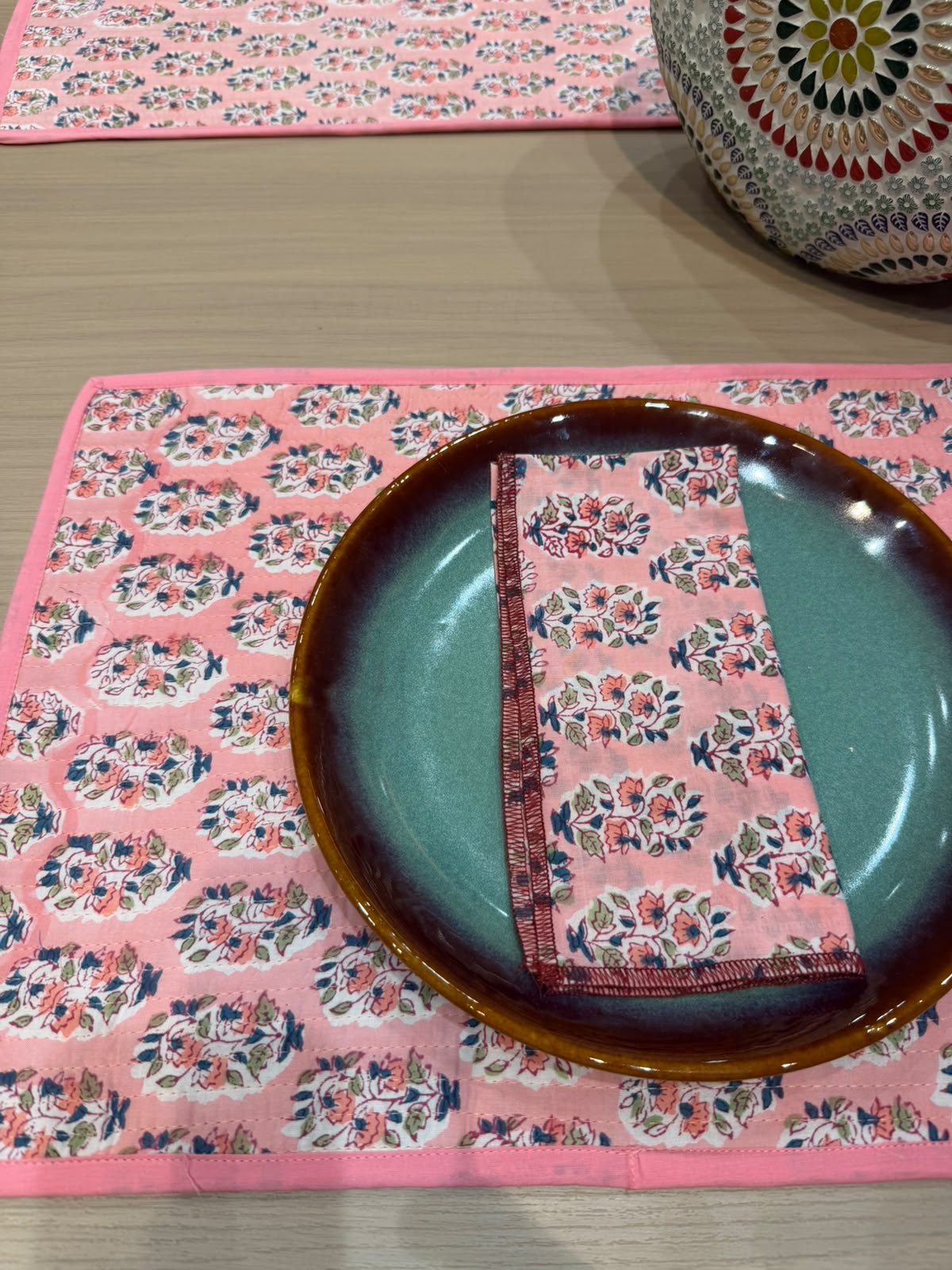 Cotton Quilted Dining Mat Set with Napkins