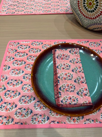 Cotton Quilted Dining Mat Set with Napkins
