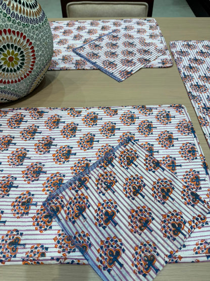 Cotton Quilted Dining Mat Set with Napkins