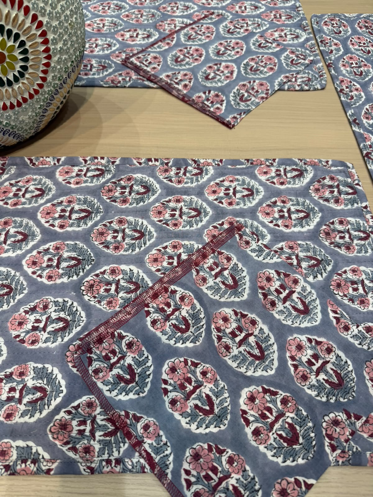 Cotton Quilted Dining Mat Set with Napkins
