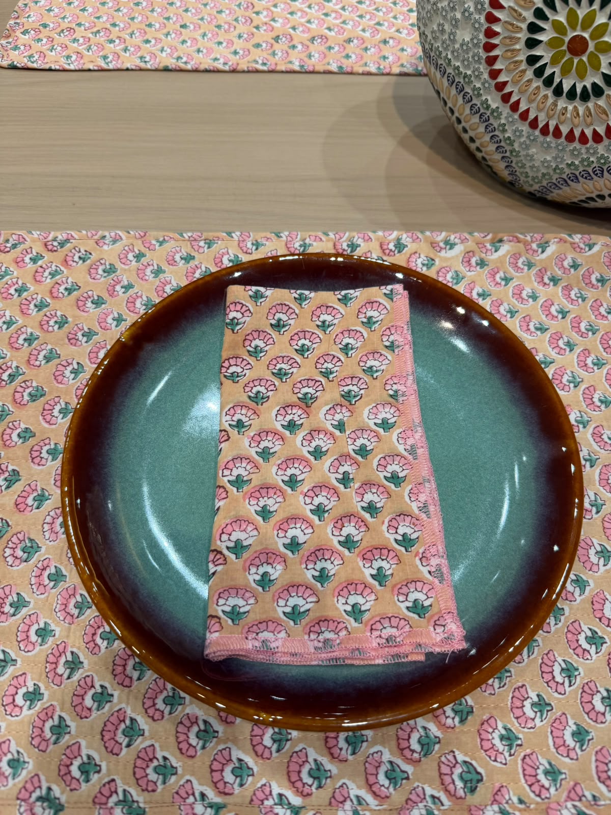Cotton Quilted Dining Mat Set with Napkins