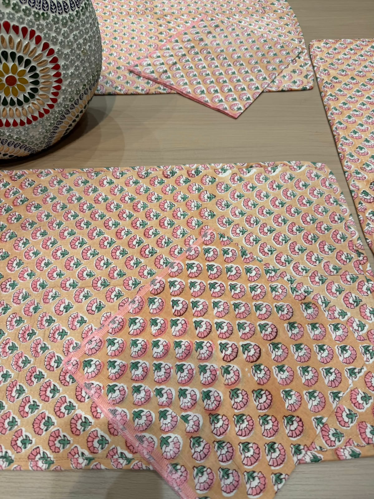 Cotton Quilted Dining Mat Set with Napkins