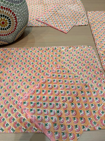 Cotton Quilted Dining Mat Set with Napkins