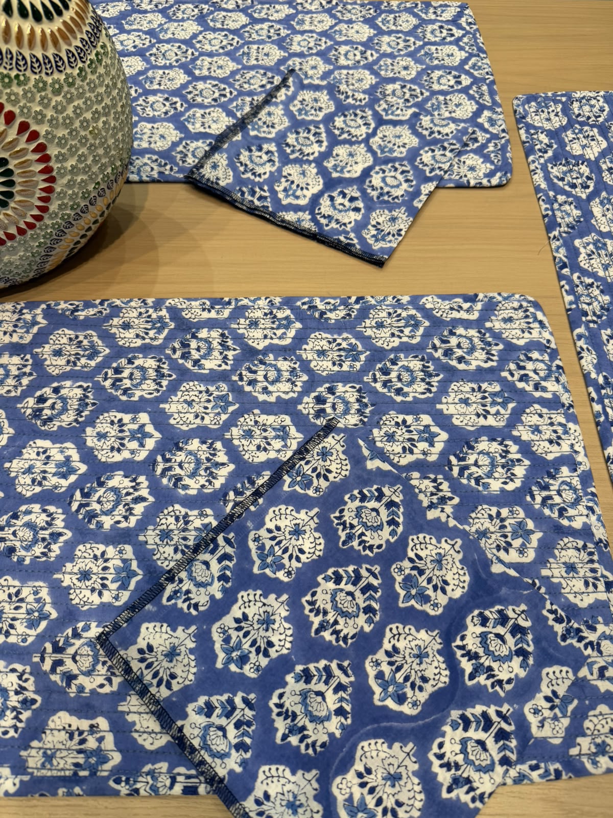 Cotton Quilted Dining Mat Set with Napkins