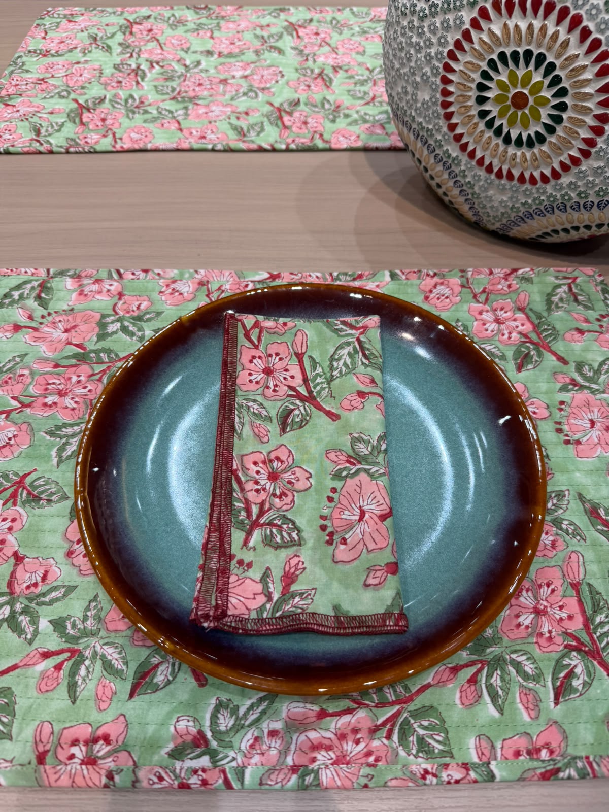 Cotton Quilted Dining Mat Set with Napkins