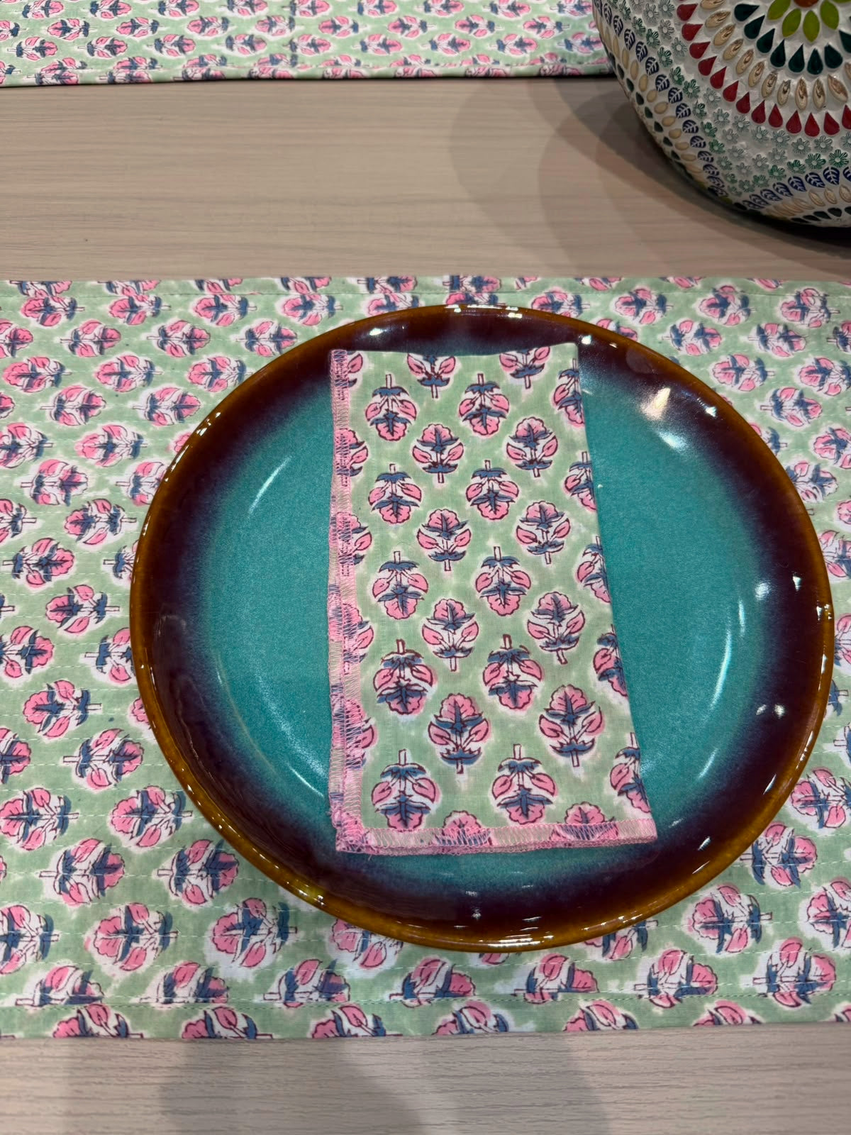 Cotton Quilted Dining Mat Set with Napkins