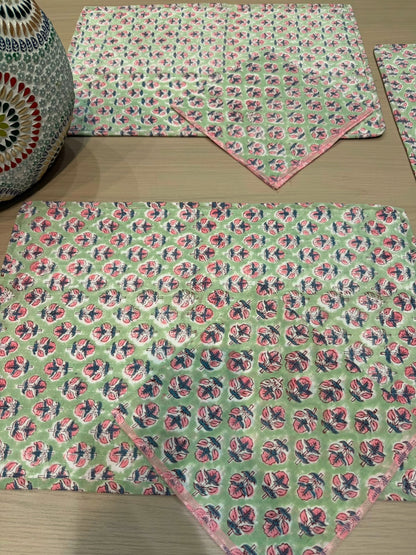 Cotton Quilted Dining Mat Set with Napkins