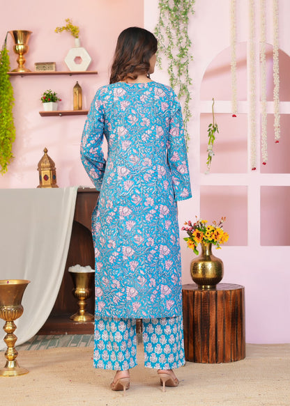 Blue Blush Chiffon Dupatta Suit