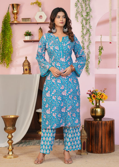 Blue Blush Chiffon Dupatta Suit