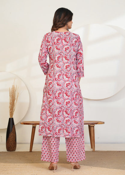 Peach Maroon Blooms Chiffon Dupatta Suit