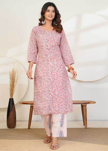 Pastel Peach Buds Chiffon Dupatta Suit
