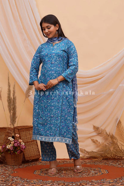 hand block printed kurta set with dupatta