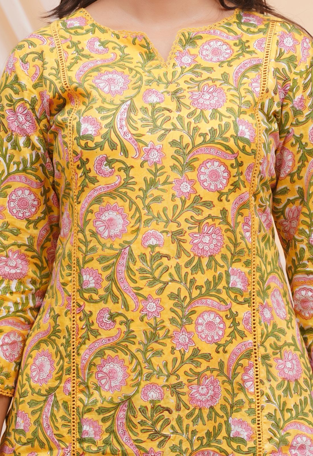 hand block printed kurta set with dupatta