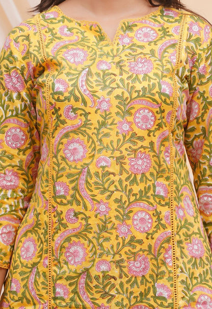 hand block printed kurta set with dupatta