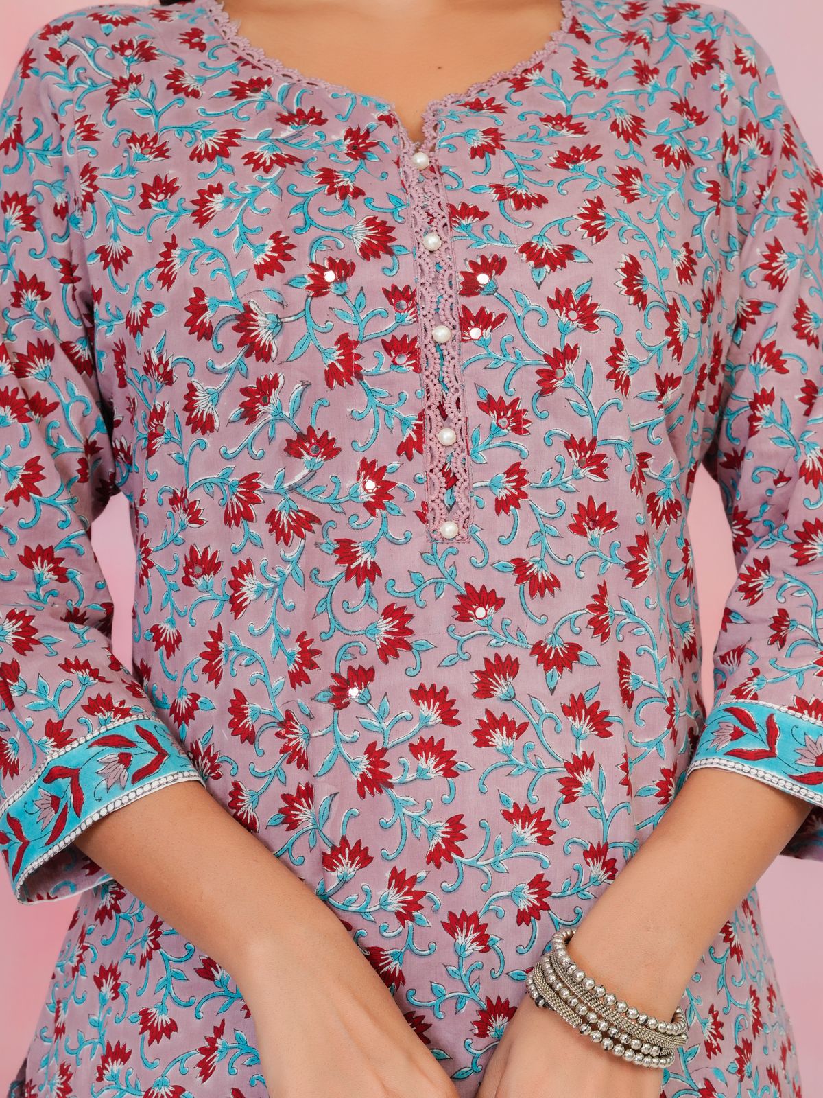 Deep Mauve Petals Chiffon Dupatta Suit