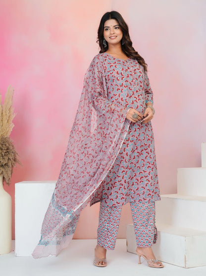 Deep Mauve Petals Chiffon Dupatta Suit