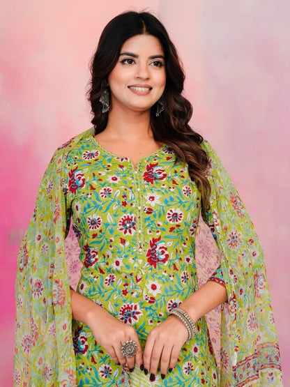 Green Whispers Chiffon Dupatta Suit