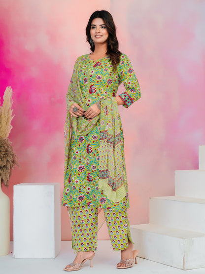 Green Whispers Chiffon Dupatta Suit