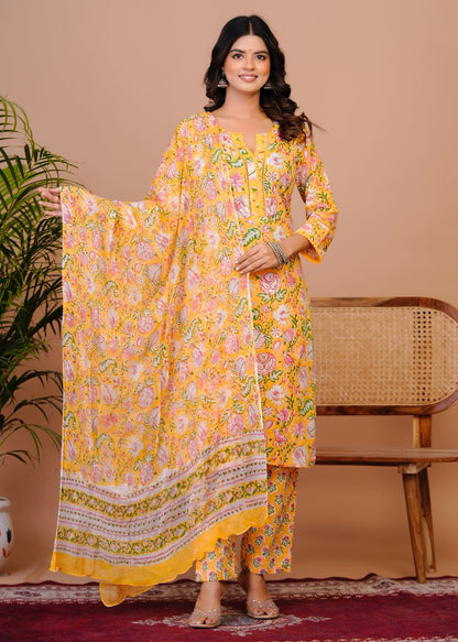 Yellow Blush Pakistani Lace Chiffon Dupatta Suit