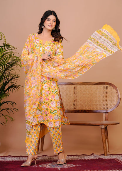 Yellow Blush Pakistani Lace Chiffon Dupatta Suit