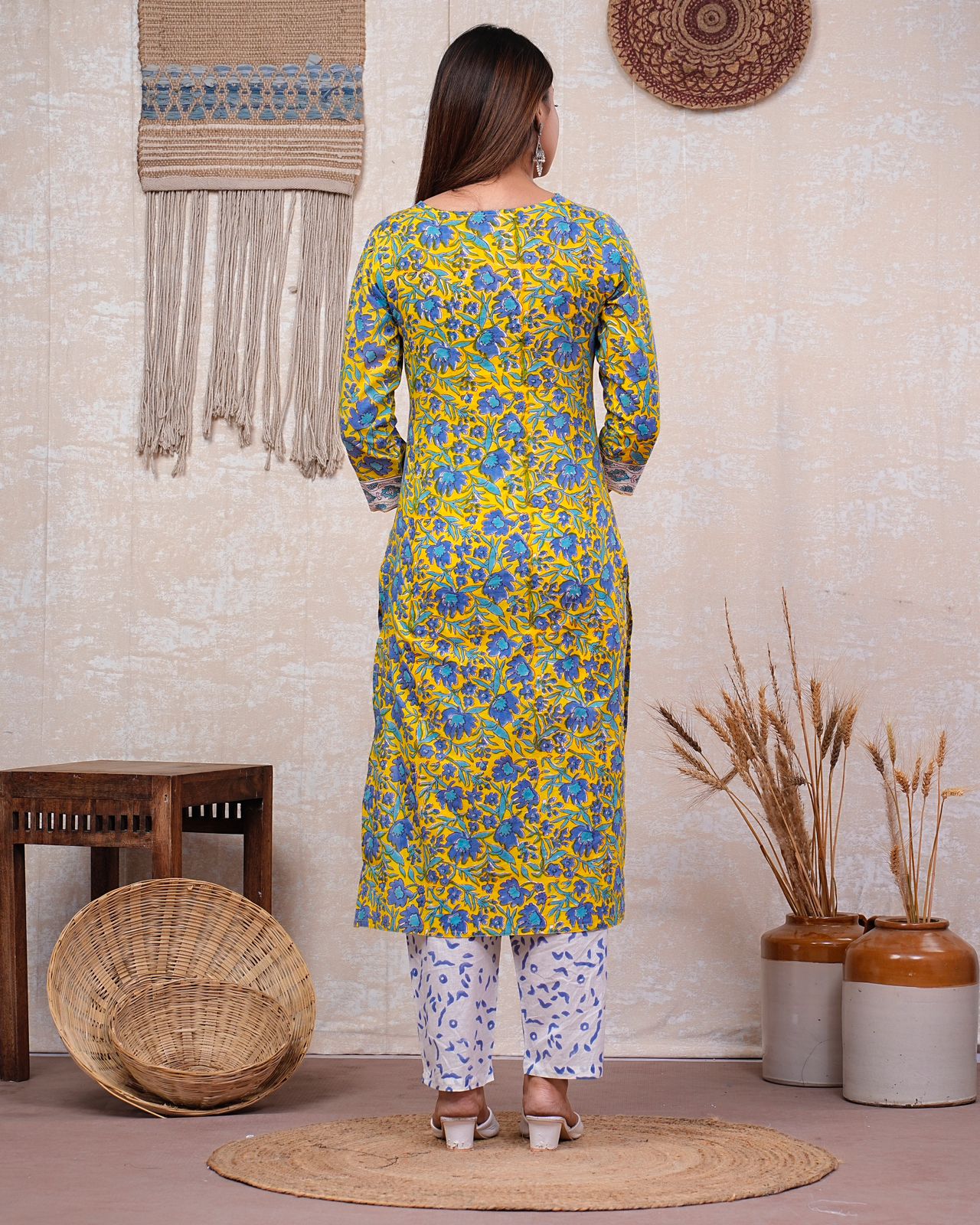 hand block printed kurta set with dupatta